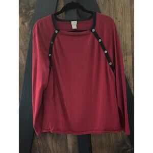 J Jill 100% Cotton Sweater Red With Black Trim Size XL